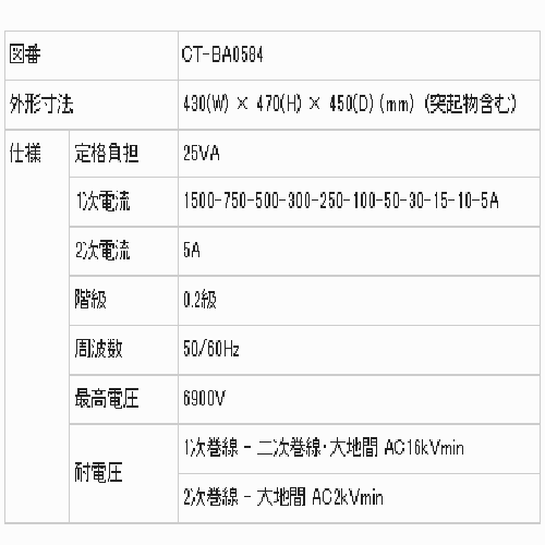 TSC东京精电 标准用电流互感器 CT-BA0584