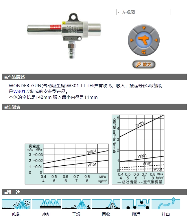 OSAWA 气动吸尘枪 W301系列 W301-III-TH