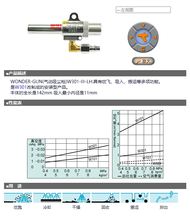 OSAWA 气动吸尘枪 W301系列 W301-III-LH