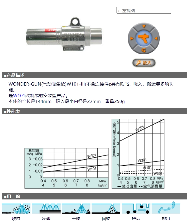 OSAWA 气动吸尘枪 W101-III 不含连接件