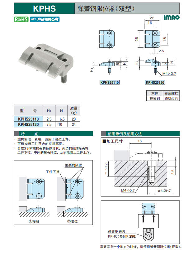 IMAO今尾 固定夹具-弹簧钢限位器(双型)