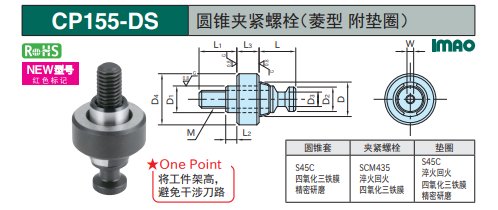 IMAO下拉式夹具圆锥夹紧螺栓（菱型附垫圈）