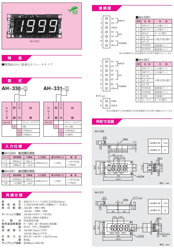 渡边电机 模块型直流电压用数字面板仪表