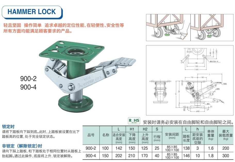 HAMMER CASTER 哈玛 锤牌脚轮  HAMMER LOCK