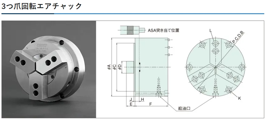 日本PIONEER 三爪旋转空气卡盘 125-3-2.5