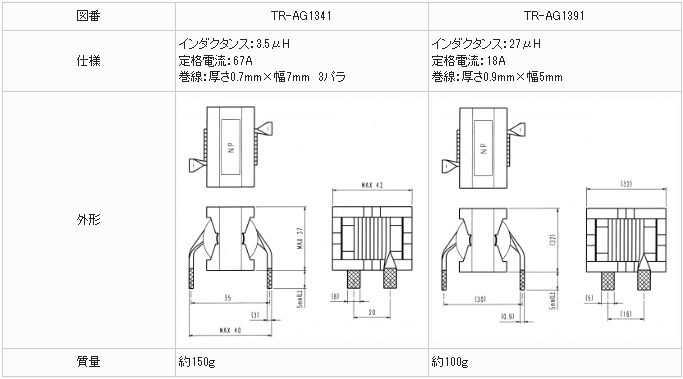 TSC东京精电 电流平滑用电感器 TR-AG1341